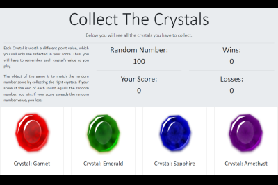 Collecting Crystals Game Screenshot